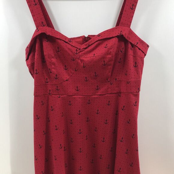 Torrid Anchor Miranda Dress Size 16 Pinup 50s Style‎ Red Anchor Sailor Nautical - Picture 2 of 6